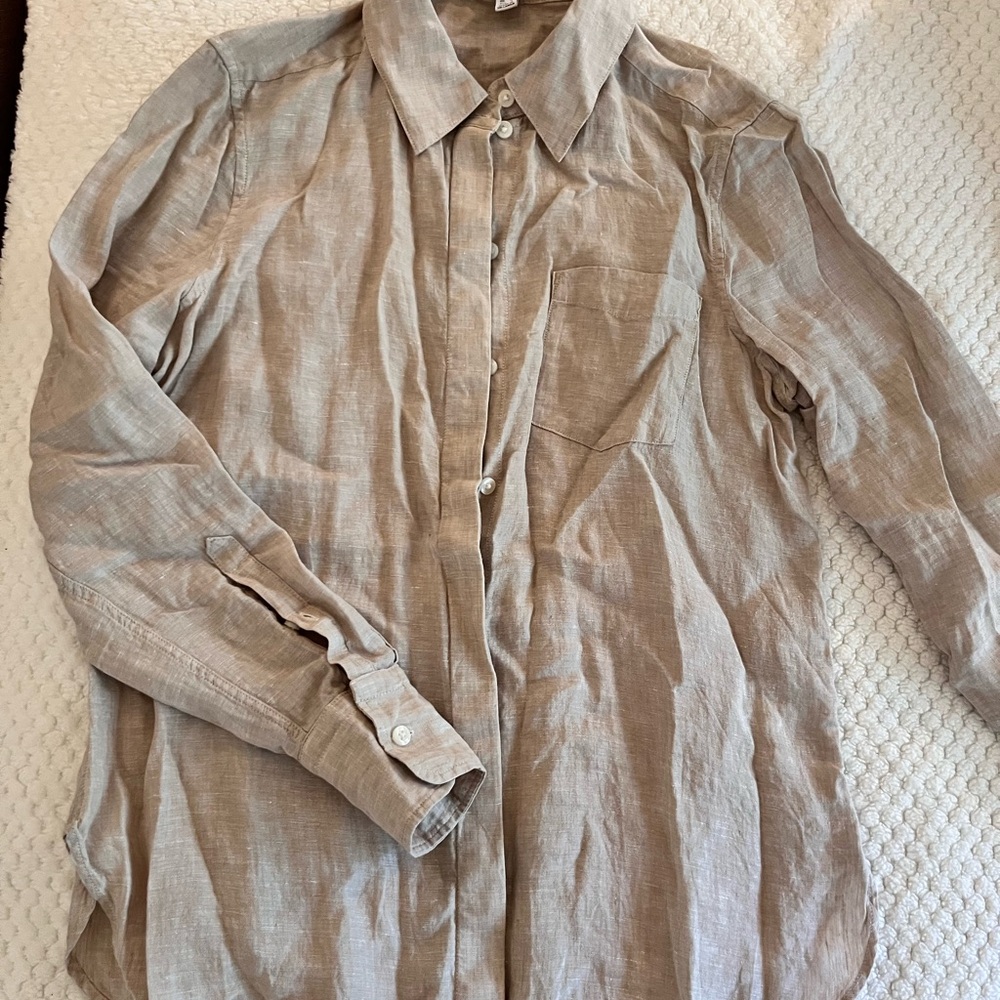 Reiss Light Brown Linen Shirt - Picture 2 of 6